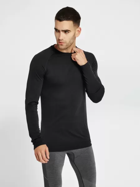Black Hmlstroke Seamless T-Shirt L/S Hummel T-Shirts Men