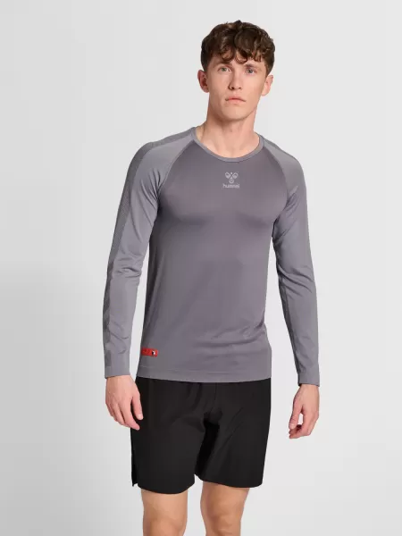 Men Base Layers Hmlpro Grid Seamless L/S Forged Iron Hummel