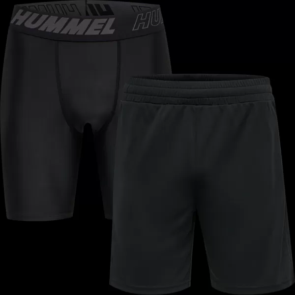 Men Hmlte Topaz 2-Pack Shorts Set Base Layers Black Hummel