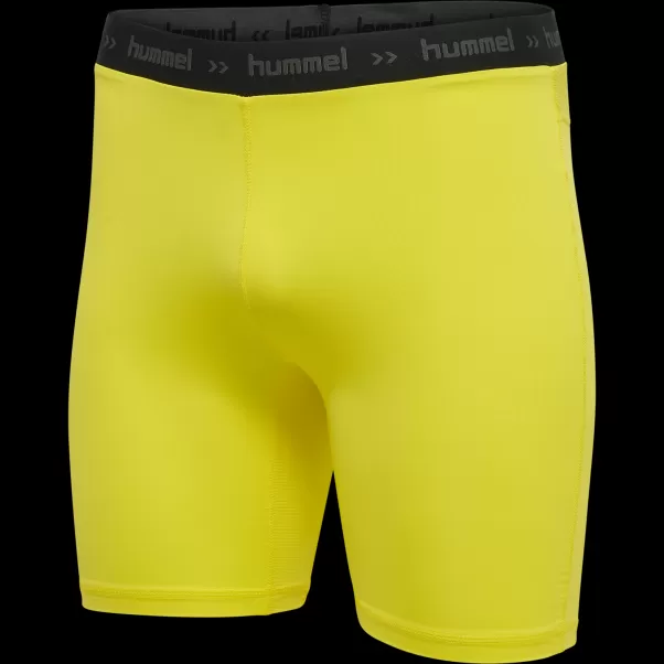 Hml First Performance Tight Shorts Blazing Yellow Base Layers Hummel Men