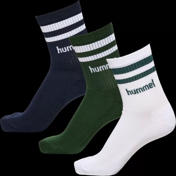 Men Hummel Dark Green Hmlretro Col 3-Pack Socks Mix Underwear And Socks