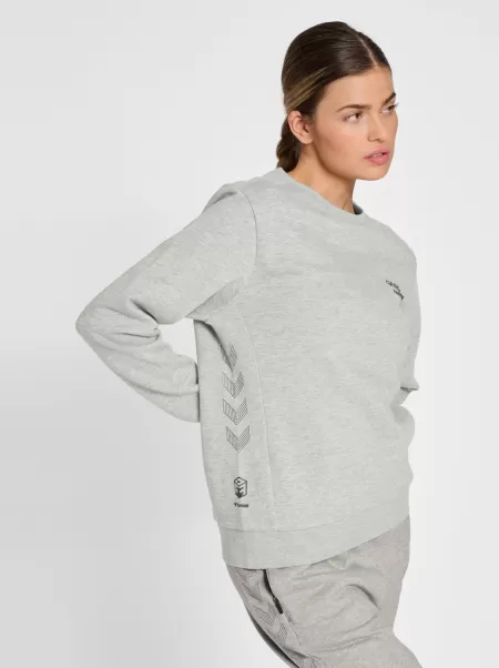 Hummel Women Grey Melange Hmloffgrid Sweatshirt Wo Hoodies And Sweatshirts